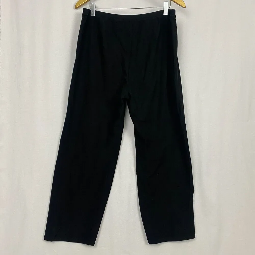 Eileen Fisher System Pants Womens Medium Black Wide Leg Ankle Crop‎ Baggy 32x27